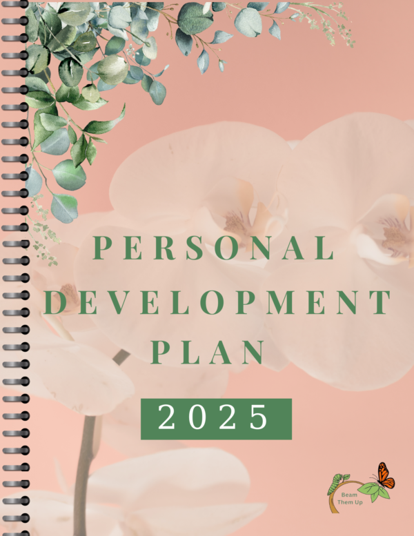 Peach journal cover with some greenery